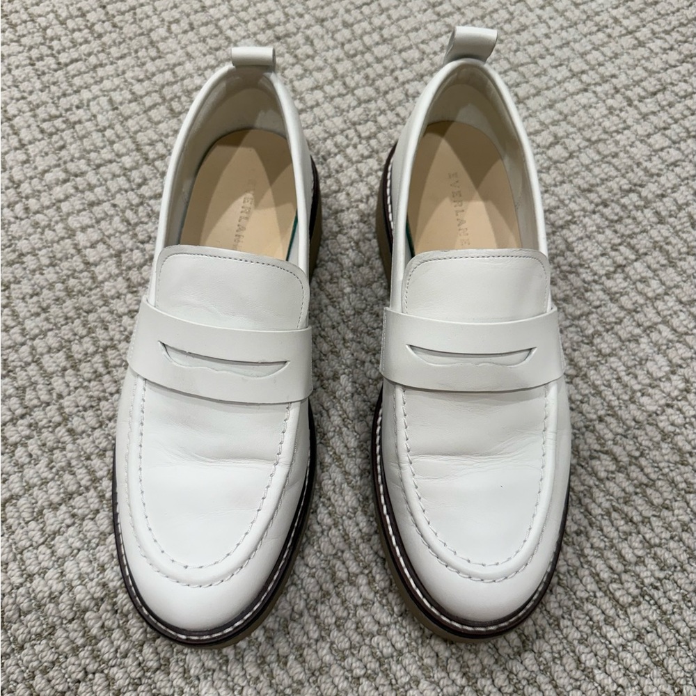 Everlane Women's White Leather Lug Loafers